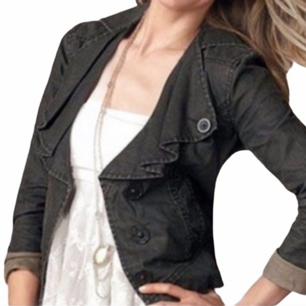 CAbi Waxed Linen Moto Jacket